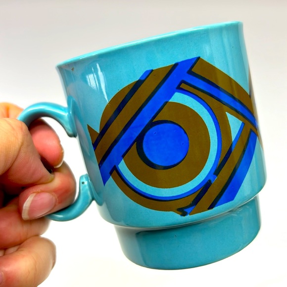 Vintage 1970’s Staffordshire Potteries England ironstone blue retro design mug, - Picture 4 of 7